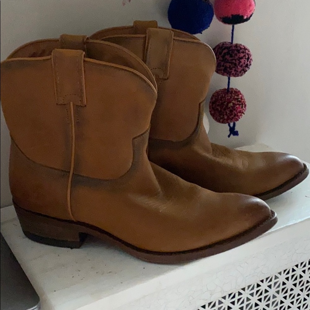 Frye Billy Short Western Cowboy Boots Cognac 10